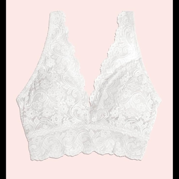 Women’s White Lace Deep V Bralette Bra - Picture 3 of 8
